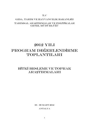 2012 YILI PROGRAM DEÄžERLENDÄ°RME TOPLANTILARI - Tagem