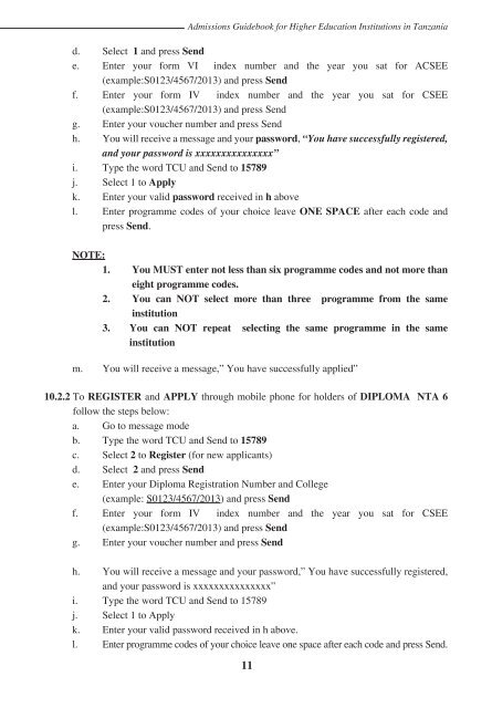 Tanzania Commission for Universities Admissions Guidebook ... - TCU