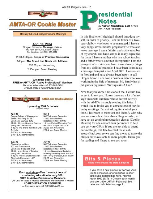 AMTA OR Web News - Oregon Chapter of The American Massage ...