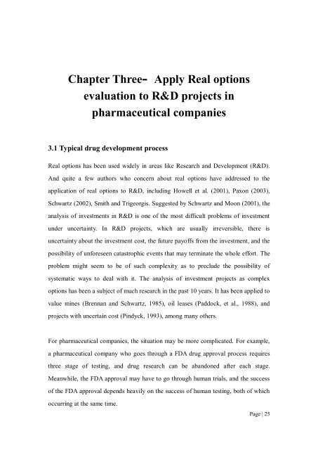 application of real options valuation to r&d investments in ...