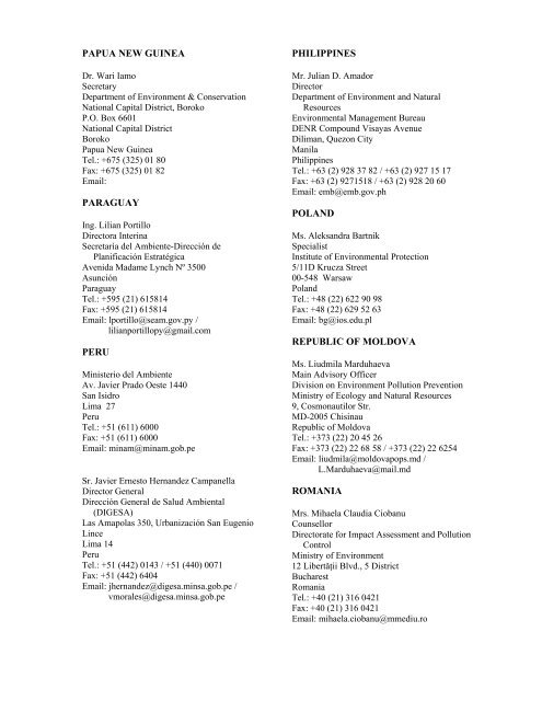 LIST OF NATIONAL FOCAL POINTS Designated Pursuant to Article ...