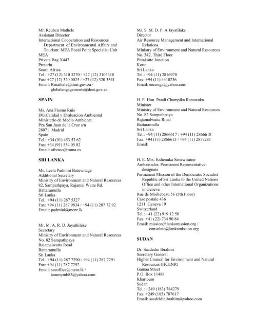 LIST OF NATIONAL FOCAL POINTS Designated Pursuant to Article ...