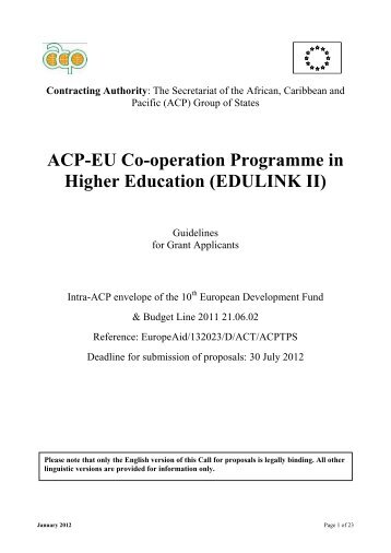 ACP-EU Co-operation Programme in Higher Education (EDULINK II)