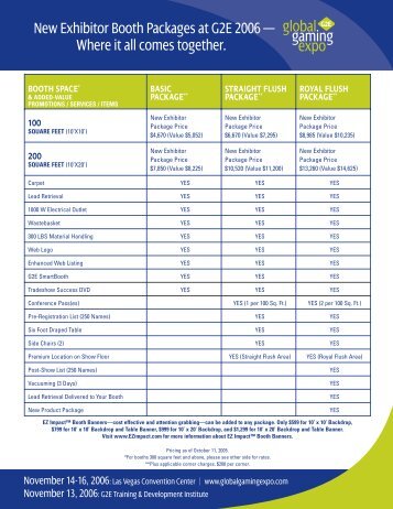 New Exhibitor Booth Packages at G2E 2006 â Where it all comes ...