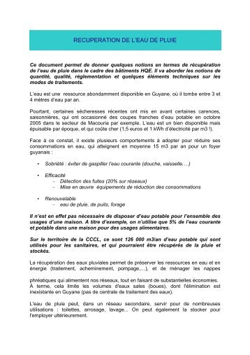 RÃ©cupÃ©ration Eau pluviale - ADEME Guyane