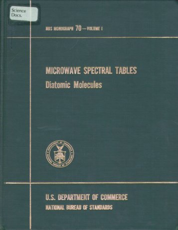 MICROWAVE SPECTRAL TABLES Diatomic Molecules