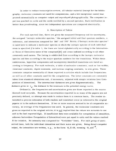 MICROWAVE SPECTRAL TABLES Diatomic Molecules