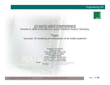 Acoustic 1D Modeling and Simulation of Air Intake Systems