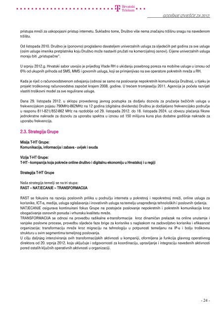 Summary financial information and data - T-Hrvatski Telekom