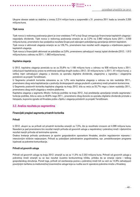 Summary financial information and data - T-Hrvatski Telekom