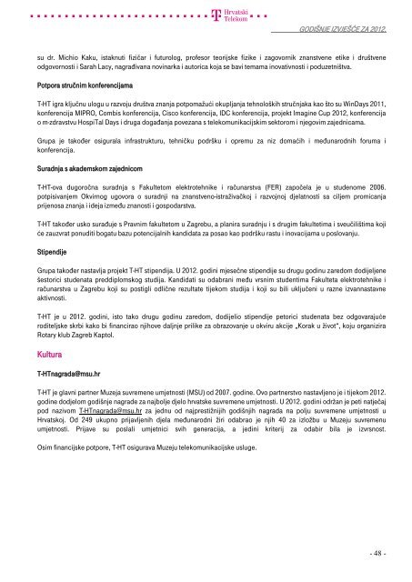 Summary financial information and data - T-Hrvatski Telekom