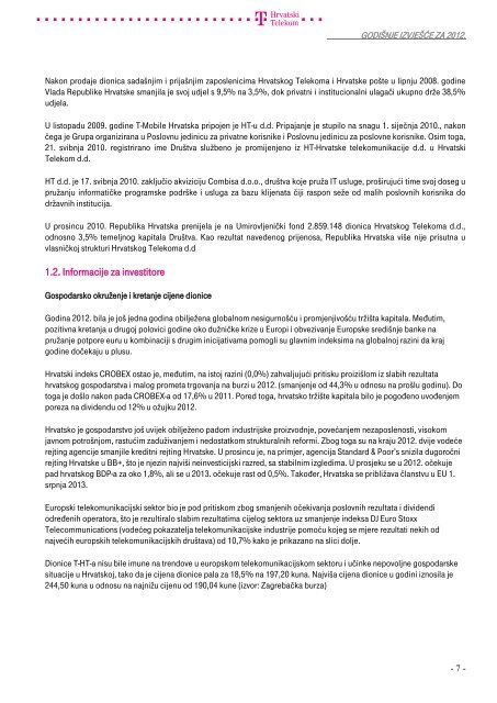 Summary financial information and data - T-Hrvatski Telekom