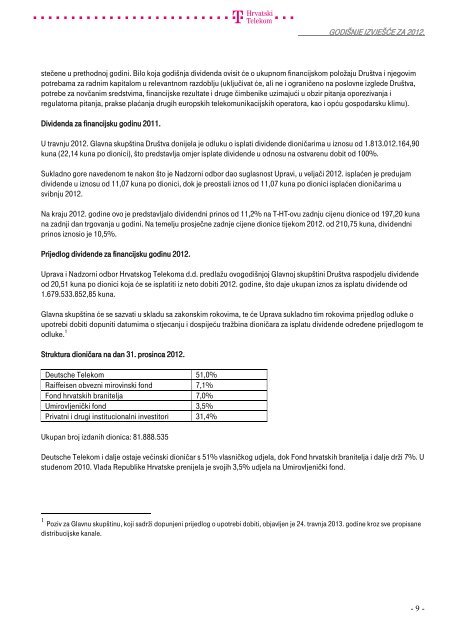 Summary financial information and data - T-Hrvatski Telekom