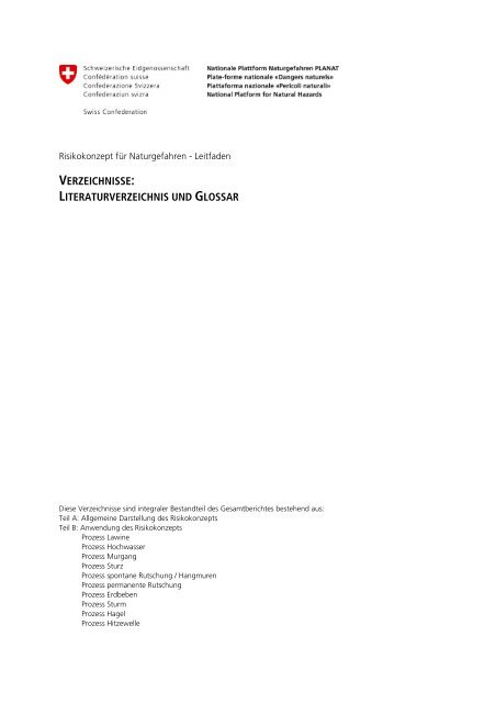 Verzeichnisse: Literaturverzeichnis und Glossar (deutsch) - Planat
