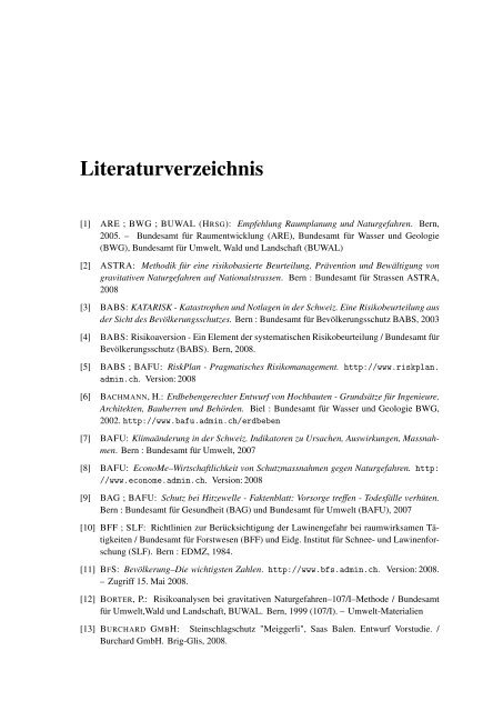 Verzeichnisse: Literaturverzeichnis und Glossar (deutsch) - Planat