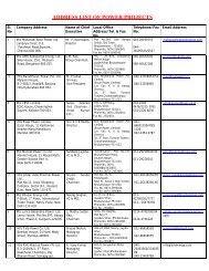 CORPORATE ADDRESS LIST OF POWER PROJECTS - Team Orissa