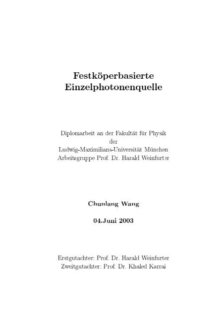 Festk Â©operbasierte Einzelphotonenquelle Diplomarbeit an der ...