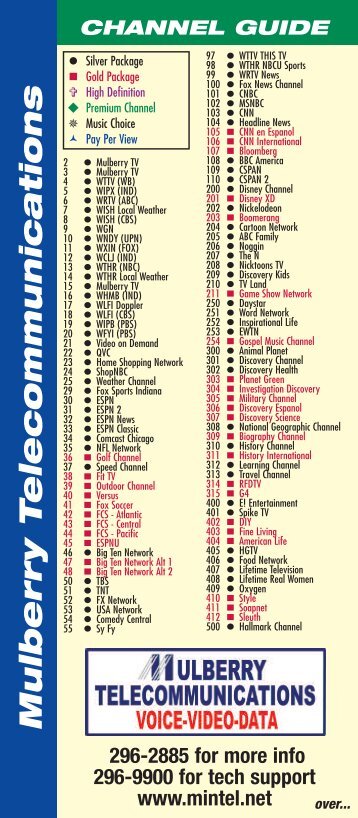 Mulberry TV printable Channel Guide - Mintel.net