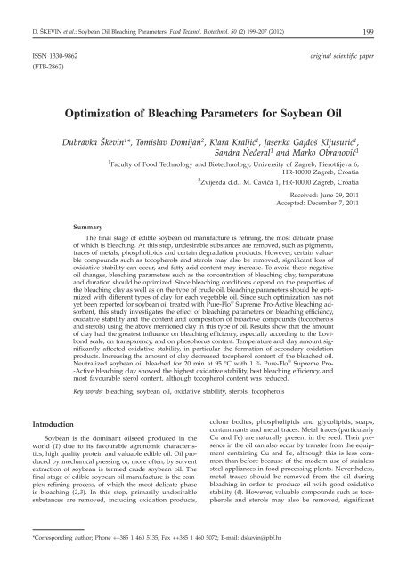 Optimization of Bleaching Parameters for Soybean Oil