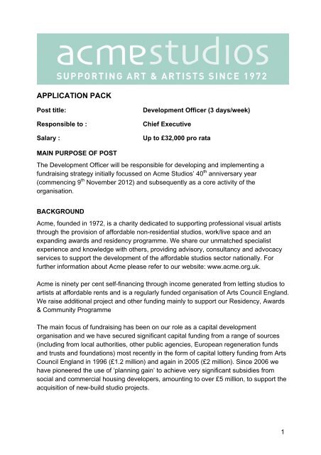 Development Officer Acme Studios