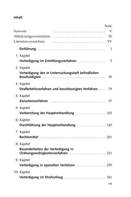 Inhalt Seite Vorwort V Buecher De