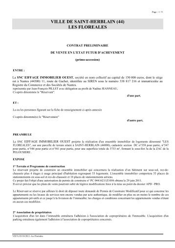 Contrat de rÃ©servation - EIFFAGE IMMOBILIER Ouest