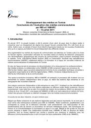 DÃ©veloppement des mÃ©dias en Tunisie Conclusions de l ... - amarc