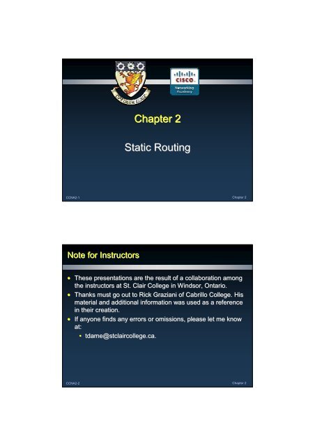 Chapter 2 Static Routing