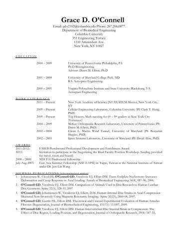 Curriculum Vitae - Biomedical Engineering - Columbia University