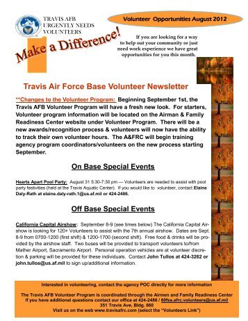 Travis Air Force Base Volunteer Newsletter - Airman & Family ...