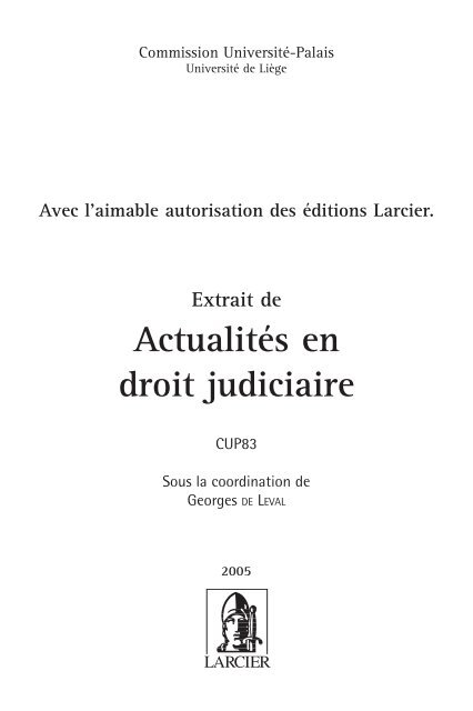 Questions d'actualité en procédure civile - Procedurecivile.be