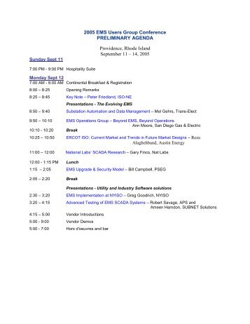 Opening Remarks/Agenda - EMS Users Conference