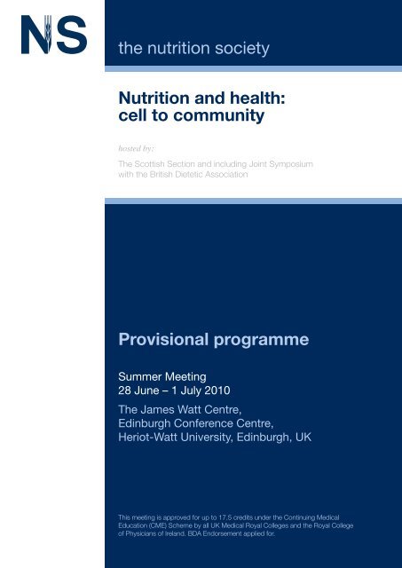 Nutrition and health: cell to community the nutrition society ...