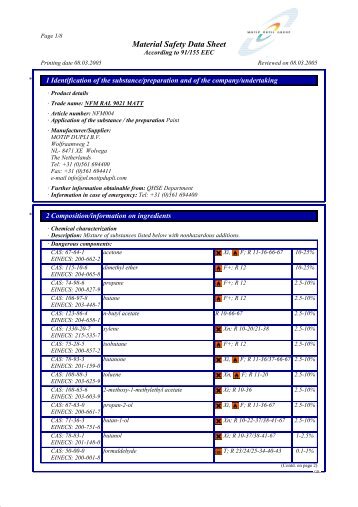 Material Safety Data Sheet - SpecOps