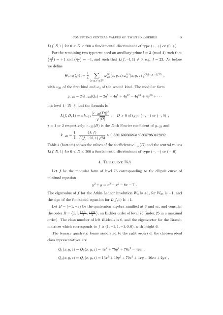 COMPUTING CENTRAL VALUES OF TWISTED L-SERIES, THE ...