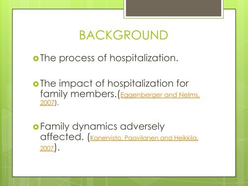 Jennifer de Beer Enhancing family care during critical illness