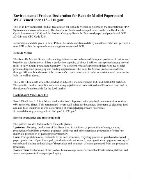 Environmental Product Declaration - The International EPDÂ® System