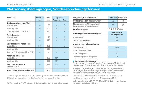 Mediadaten 2012 - Zeitungsverlag Waiblingen