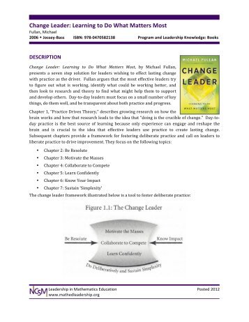 Change Leader: Learning to Do What Matters Most - NCSM