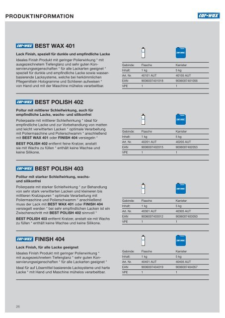 Gebrauchtwagen- Aufbereitung Profi Produkte ... - Technomag AG