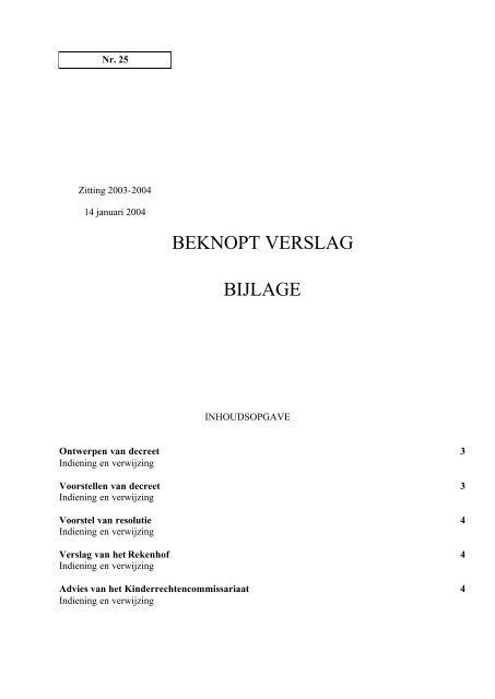 BEKNOPT VERSLAG BIJLAGE - Vlaams Parlement