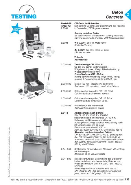 Beton Concrete - Testing Equipment for Construction Materials