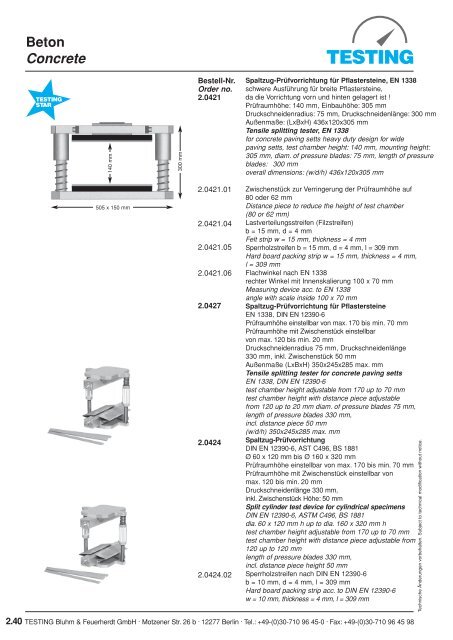 Beton Concrete - Testing Equipment for Construction Materials