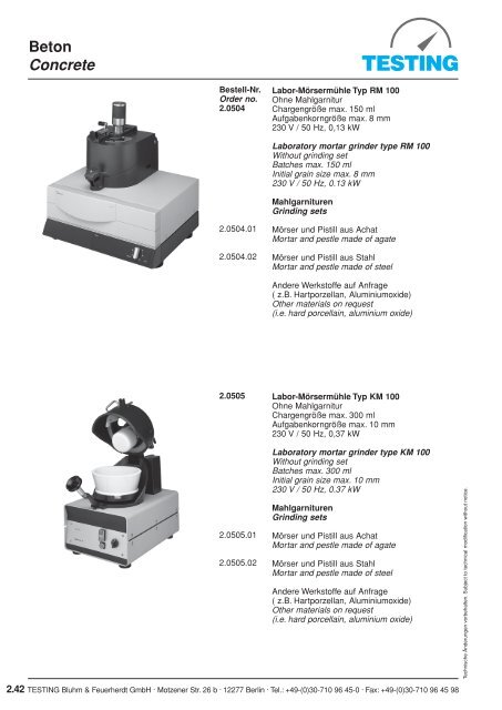 Beton Concrete - Testing Equipment for Construction Materials