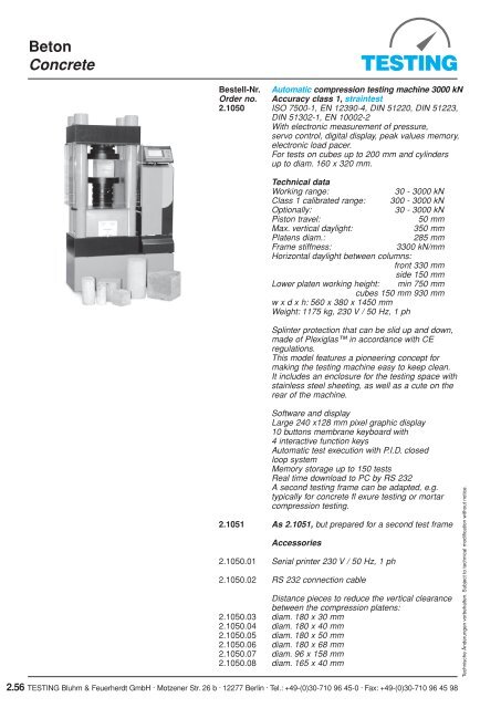 Beton Concrete - Testing Equipment for Construction Materials