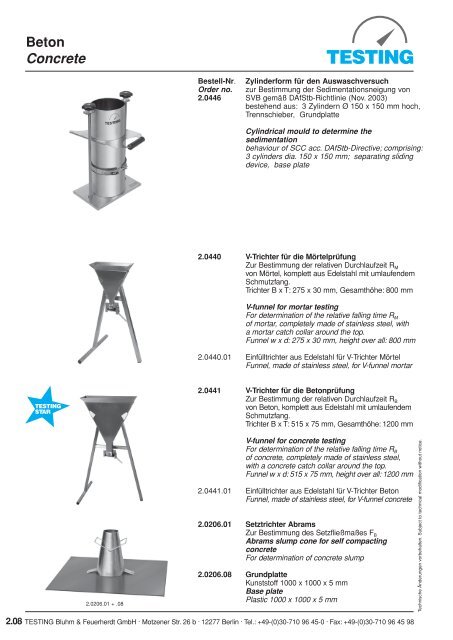 Beton Concrete - Testing Equipment for Construction Materials