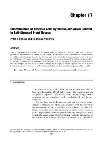 Quantification of Abscisic Acid, Cytokinin, and Auxin Content in Salt ...