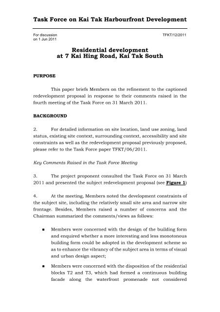 Task Force on Kai Tak Harbourfront Development Residential ...