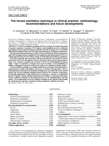 The forced oscillation technique in clinical practice ... - Assobrafir