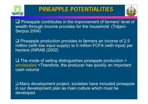 constraints of pineapple production - CoQA